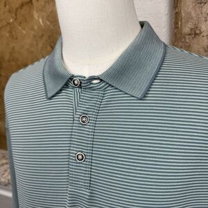 Tommy Bahama Shirt Mens 2XL Green Striped Modal Blend Polo Short Sleeve Casual